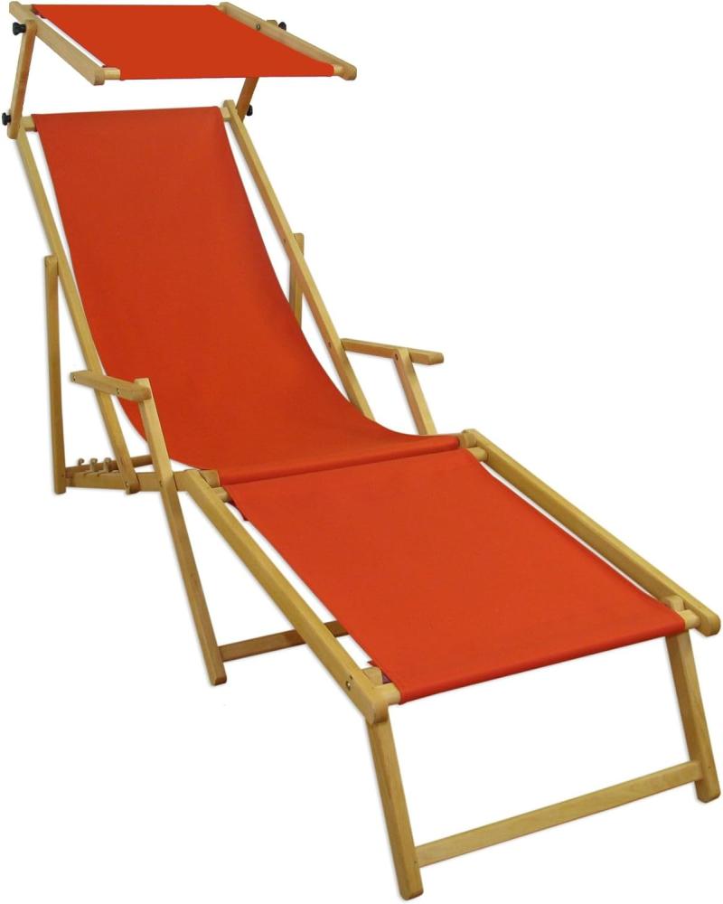 Holz-Liegestuhl Strandliege mit viel Zubehör nach Wahl, Stofffarbe terracotta V-10-309N Bild 1
