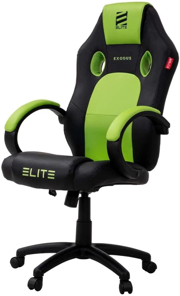 ELITE Gaming Stuhl MG100 EXODUS - Ergonomischer Bürostuhl - Schreibtischstuhl - Chefsessel - Sessel - Racing Gaming-Stuhl - Gamingstuhl - Drehstuhl - Chair - Kunstleder Sportsitz (Schwarz/Neongrün) Bild 1