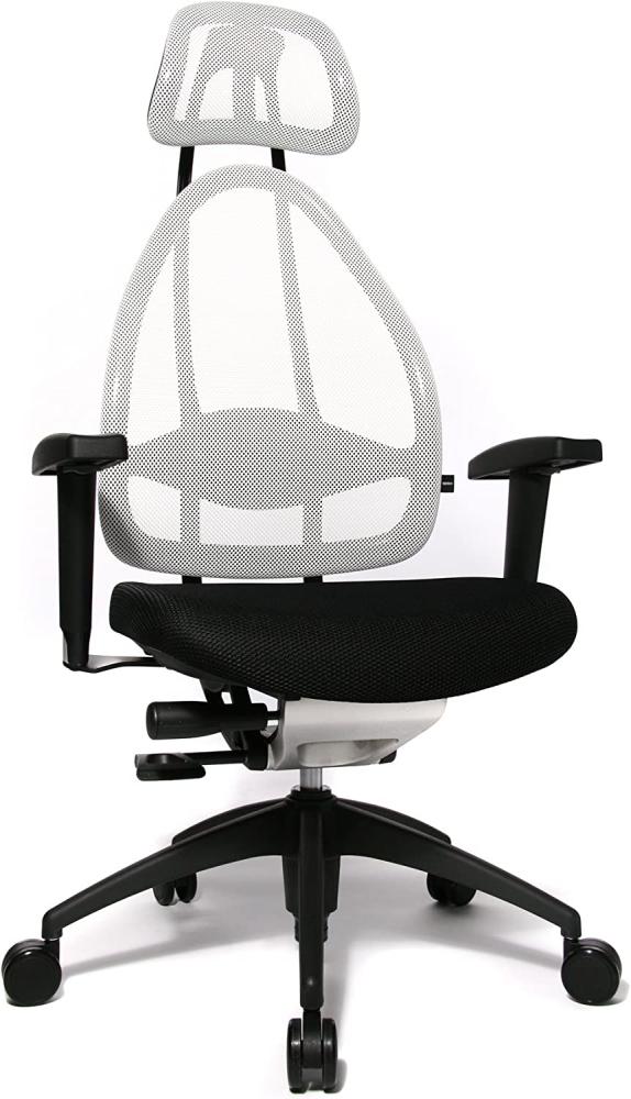 Topstar Open Art 2010 ergonomischer Bürostuhl, Schreibtischstuhl, inkl. höhenverstellbare Armlehnen, Rückenlehne und Kopfstütze, Stoff schwarz / weiß Bild 1