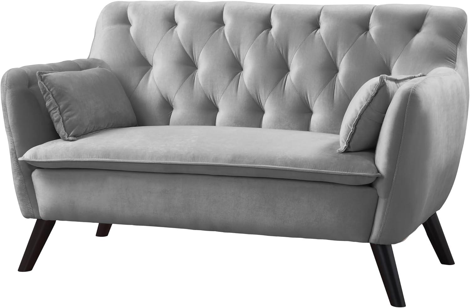 Atlantic Home Collection Sofa Janna, 2 Sitzer, Samt, Silber Grau, 137x76x79 cm (BxTxH) Bild 1