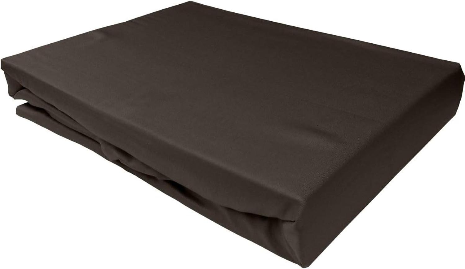 Bettwaesche-mit-Stil Mako-Satin Spannbettlaken Espresso Braun 200x200cm Höhe 5-10cm Bild 1