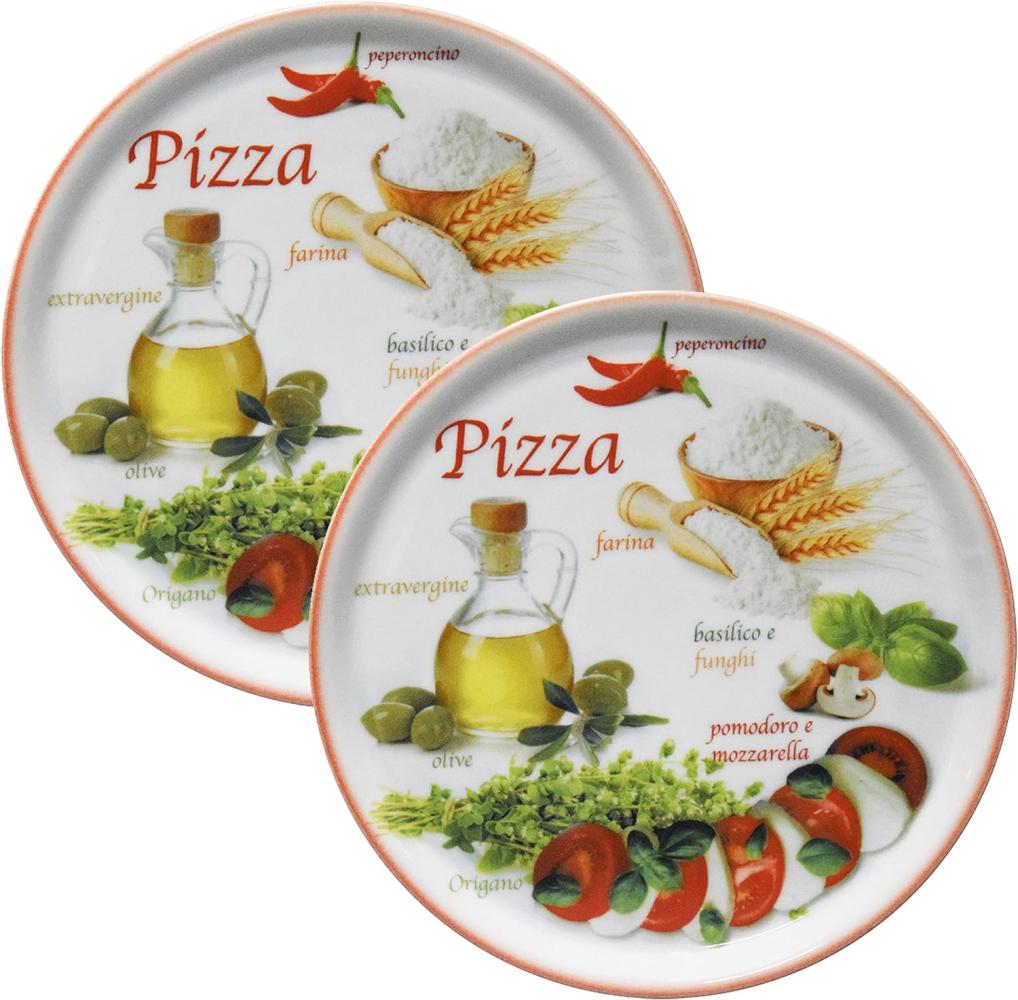 2er Set Pizzateller Napoli Red Ø 32 cm Servier-Platte XL-Teller Porzellan Bild 1