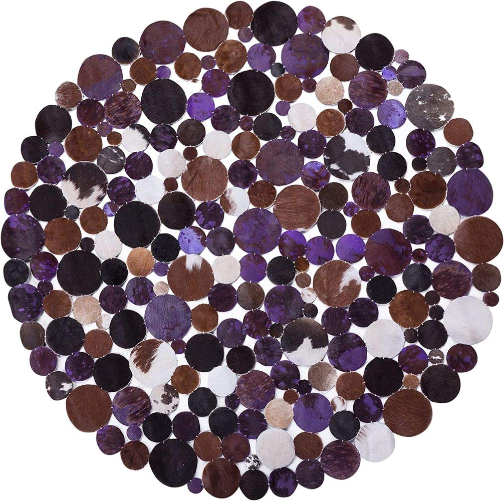 Teppich Kuhfell braun / violett ⌀ 140 cm Patchwork SORGUN Bild 1