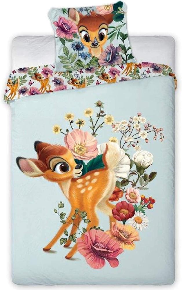 Disney BabybettwÃ¤sche Bambi mit Blumen und Schmetterlingen 100 x 135 cm 100% Baumwolle Bild 1