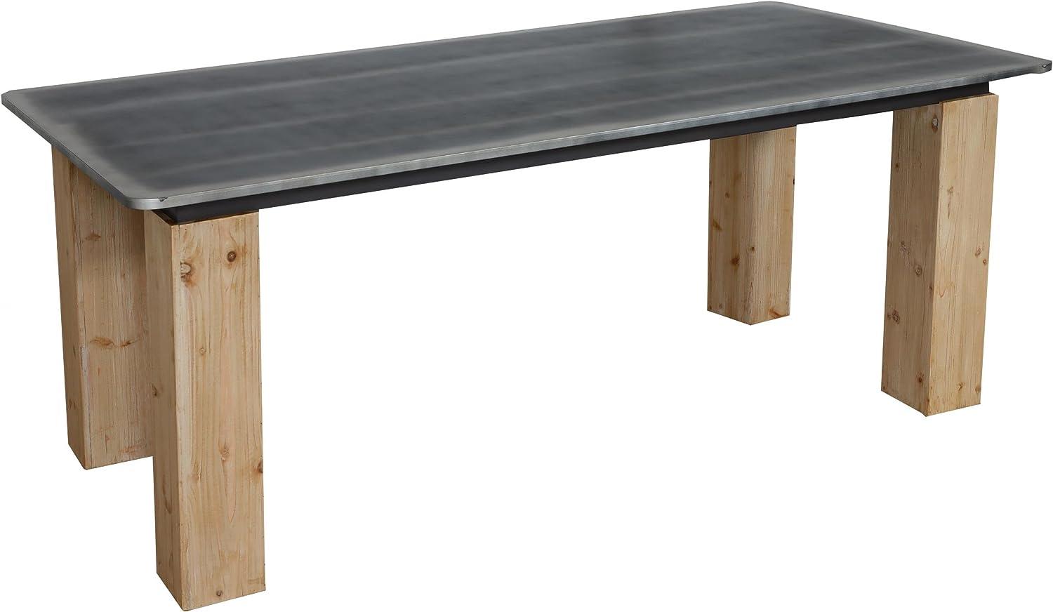 Esstisch HWC-L76, Tisch Esszimmertisch, Industrial Massiv-Holz MVG-zertifiziert 200x100cm, natur mit Metall-Optik Bild 1