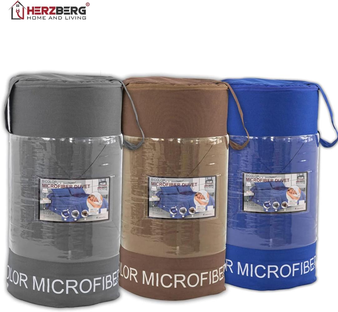 Herzberg HG-2420BCO: Zweifarbige Mikrofaser-Bettdecke - 240x200cm Grau Bild 1
