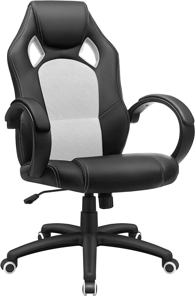 SONGMICS Racing Stuhl Bürostuhl Gaming Stuhl Chefsessel Drehstuhl PU, schwarz-weiß, OBG56BW Bild 1