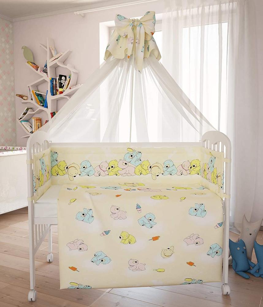 Polini Kids Baby Bett-Set Wäsche 120x60 'Teddybär-Gelb' 7-tlg Bild 1