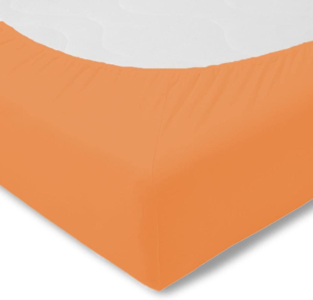 Kneer Spannbetttuch, Baumwoll-Mischgewebe, Orange, 90 cm x 190 cm Bild 1