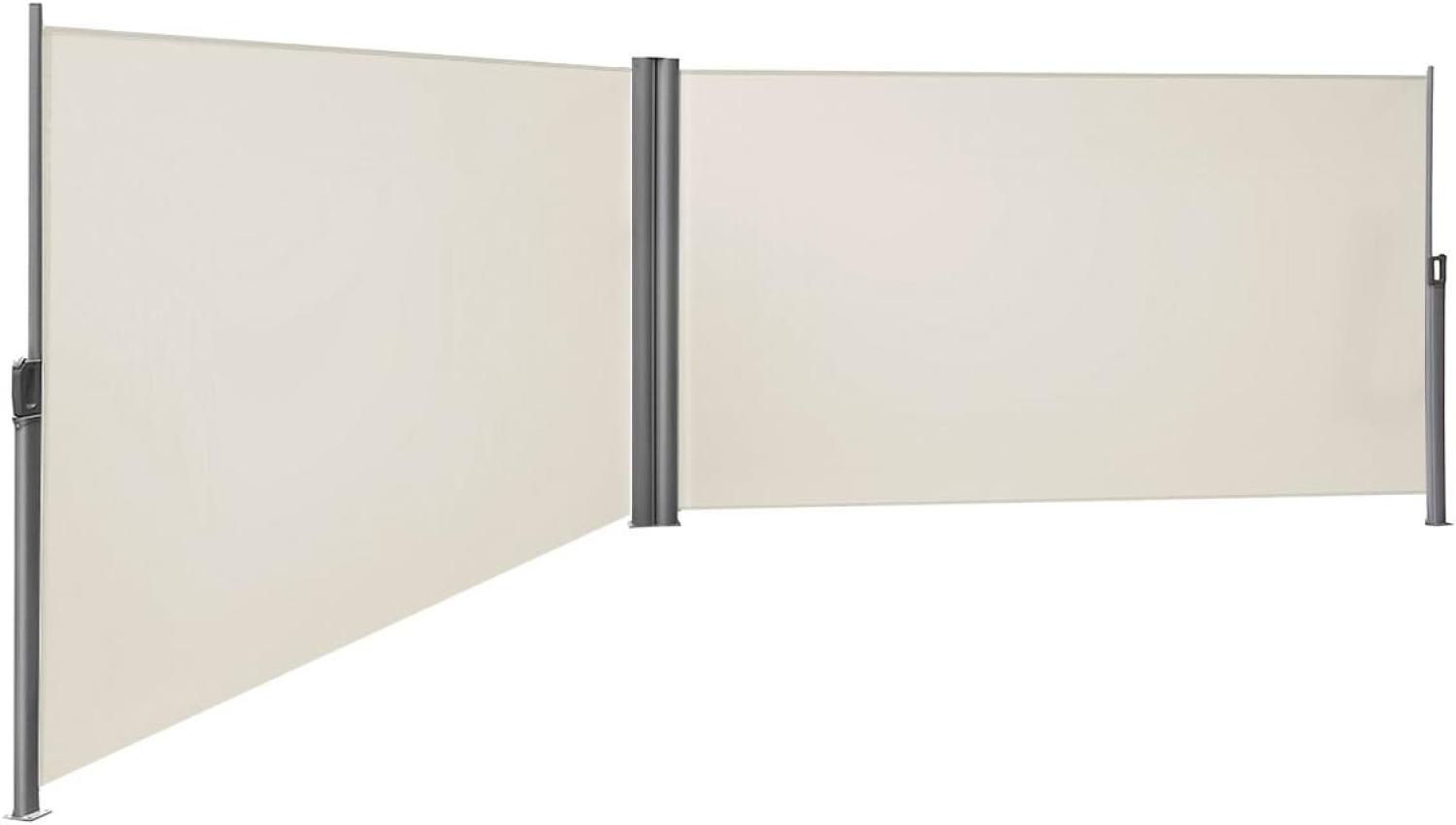 SONGMICS Doppel Seitenmarkise, Seitenrollo, Markisenstoff aus Polyester 280g/m², Beige, GSA400E, 200 x 600cm Bild 1