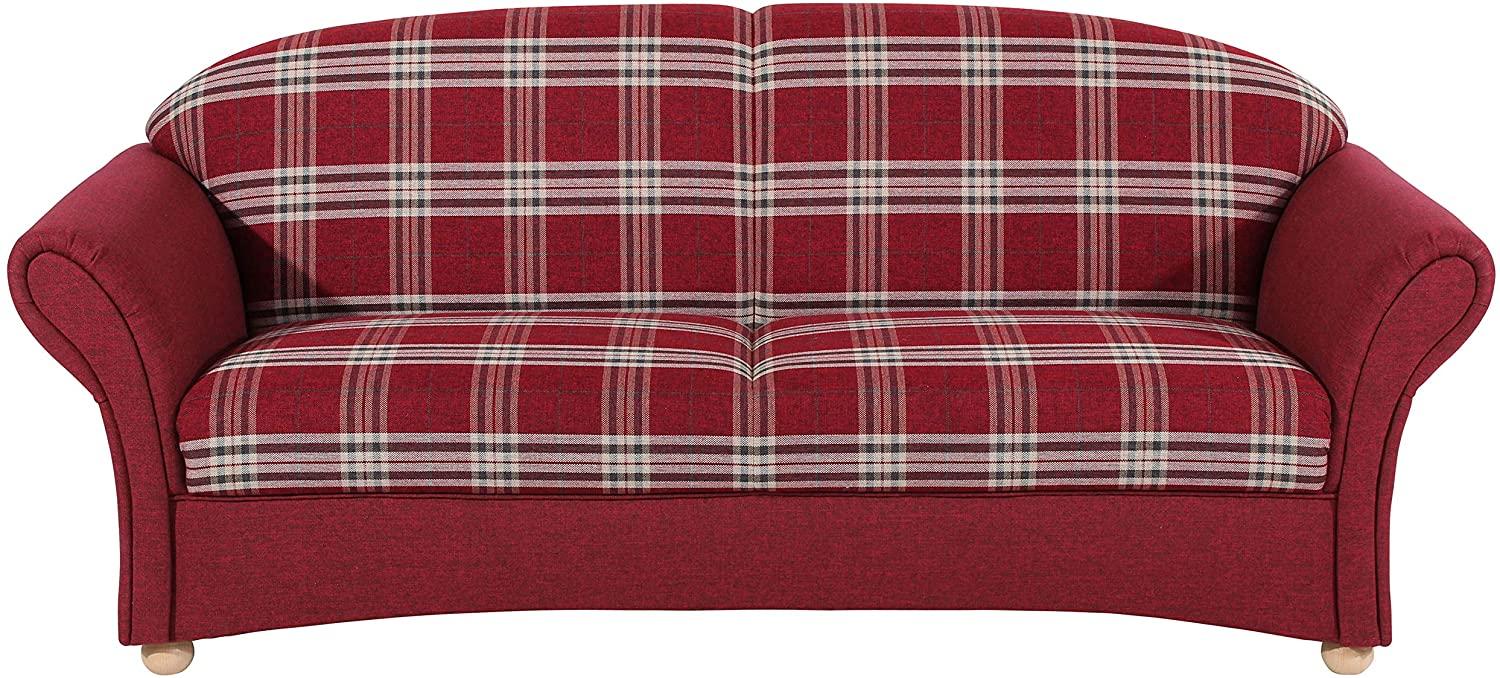 Corona Sofa 2,5-Sitzer Flachgewebe Rot Buche Natur Bild 1