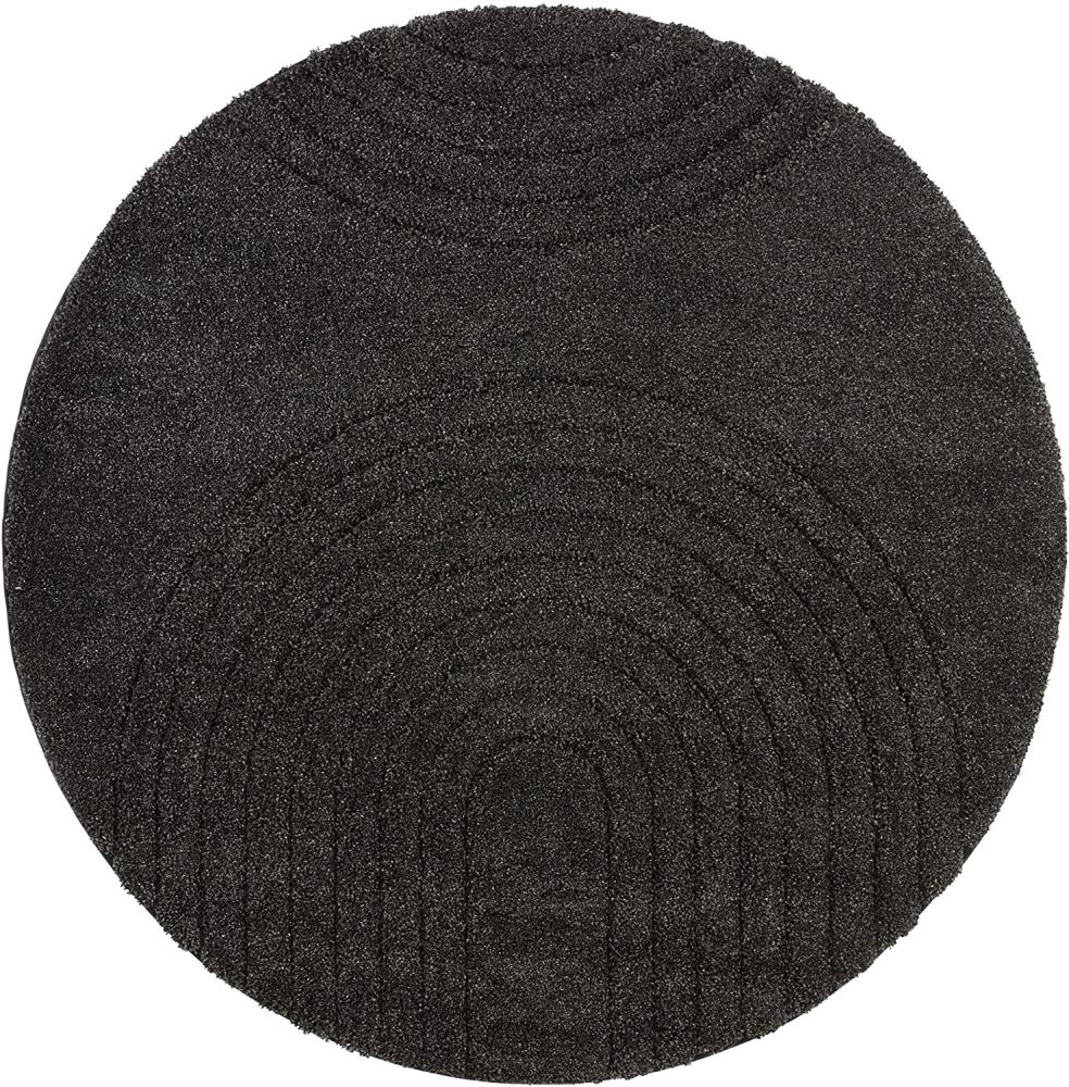 Hochflor Teppich Fergus Dunkelgrau - 160 cm Durchmesser Bild 1