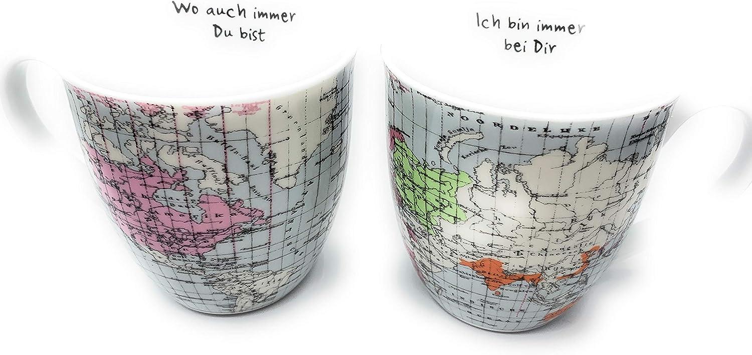BOLTZE Kaffeebecher Weltreise Jumbo Porzellan sortiert 600 ml 11cm Ø11cm weiß Bild 1