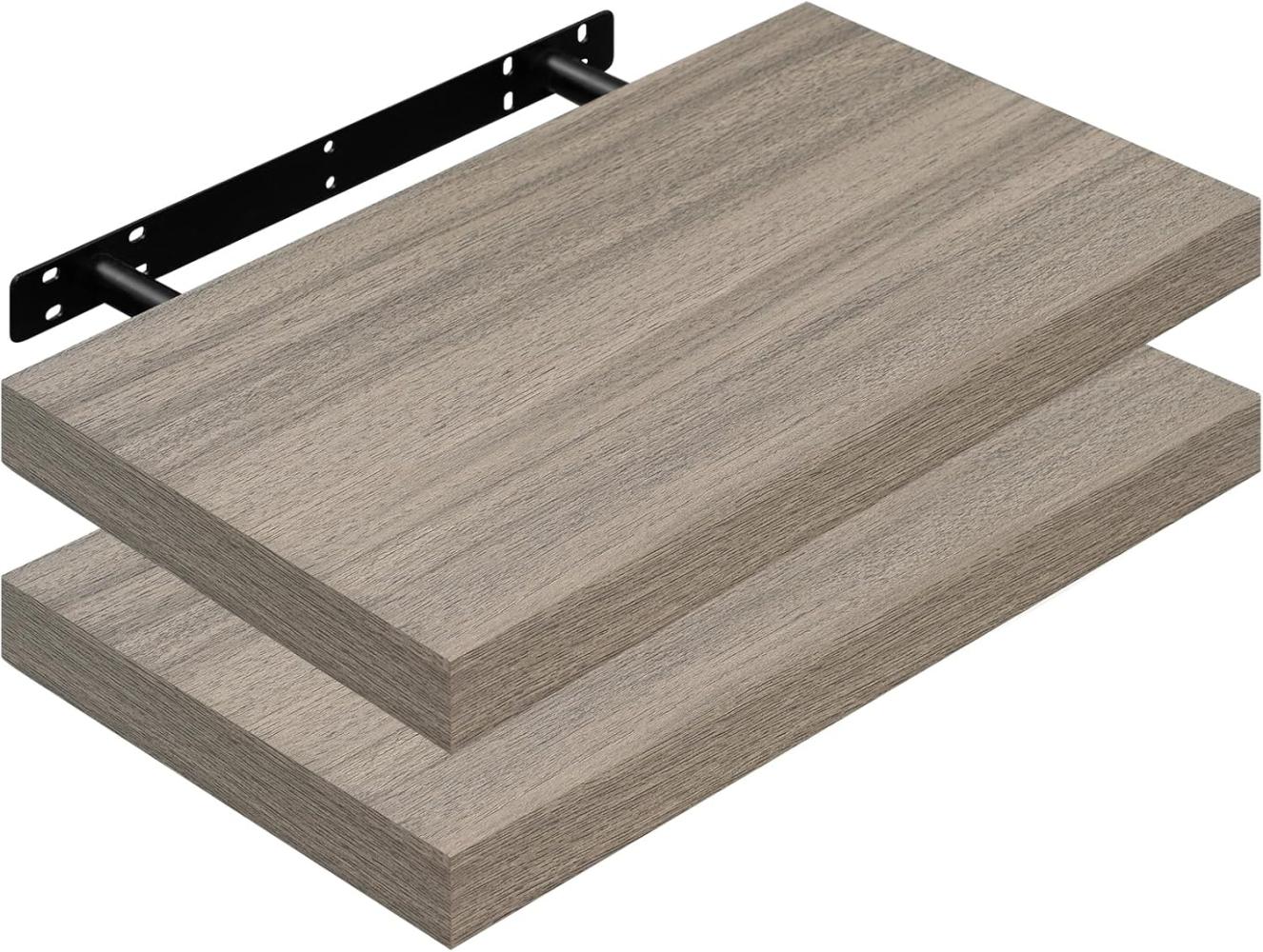 WOLTU 2X Wandregal Wandboard Bücherregal Regale für Deko Wandablagen aus MDF Holz, 2er Set Hängeregal Graue Holzoptik, 40x22. 9x3. 8cm Bild 1