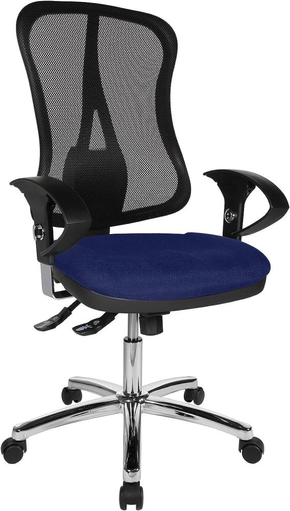 Topstar Head Point SY Deluxe, ergonomischer Bürostuhl, Schreibtischstuhl, inkl. Armlehnen, Stoff, blau/schwarz, 70 x 66 x 113 cm Bild 1