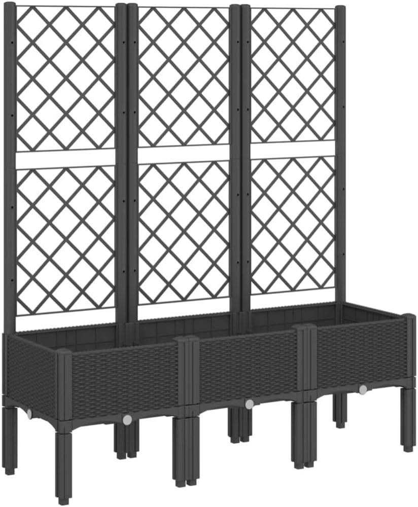 Pflanzkübel mit Rankgitter Schwarz 120x40x142 cm PP 367928 Bild 1