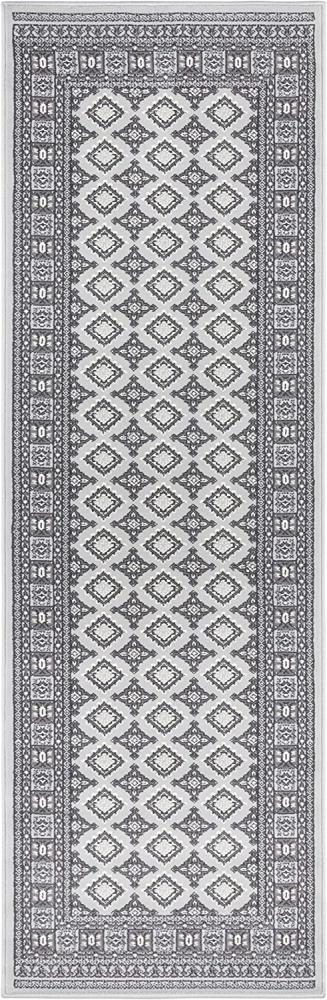 Orientalischer Kurzflor Teppich Sao Buchara Steingrau - 80x250x0,9cm Bild 1