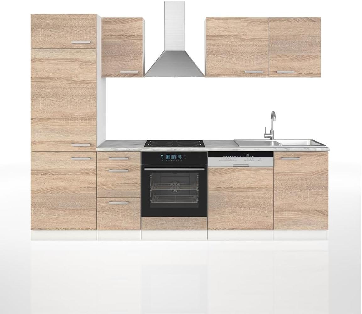 VICCO Küche 270 cm Küchenzeile Küchenblock Einbauküche Komplettküche – Frei Kombinierbar Sonoma Eiche Bild 1