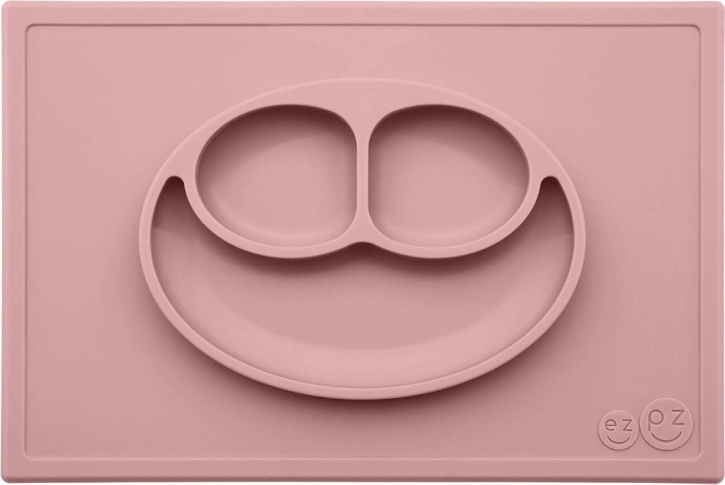 ezpz Happy Mat (Blush) - 100% Silikon Saugteller mit integriertem Tischset für Kleinkinder + Vorschüler - Unterteilter Teller - Spülmaschinenfest - 24 Monate + Bild 1