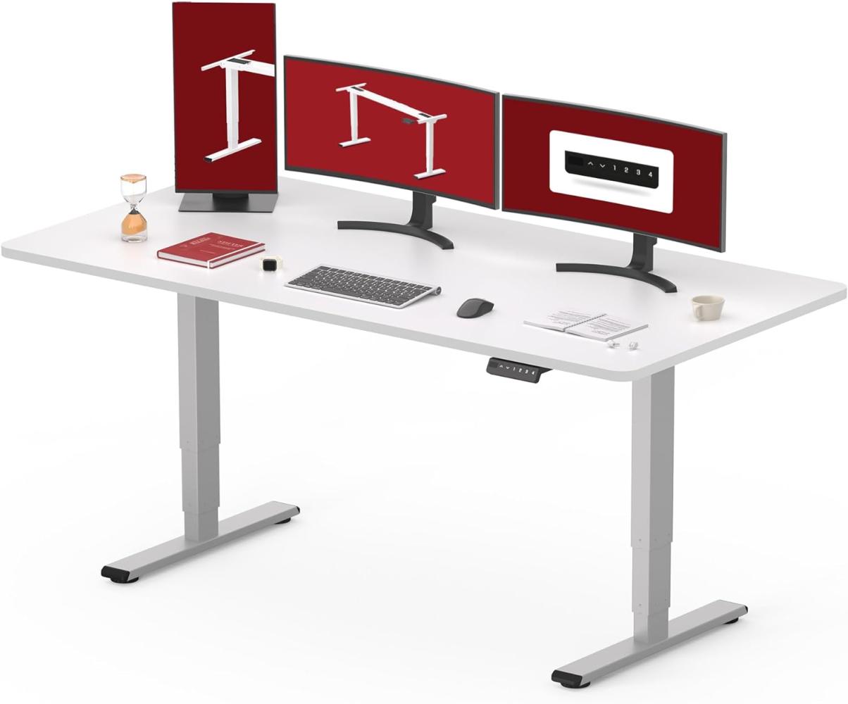 SANODESK EC4 Höhenverstellbarer Schreibtisch (160x80cm) mit 2 starken Motoren Elektrisch Schreibtisch Plus 3-Fach-Teleskop, mit Memory-Steuerung - Stehtisch Bild 1