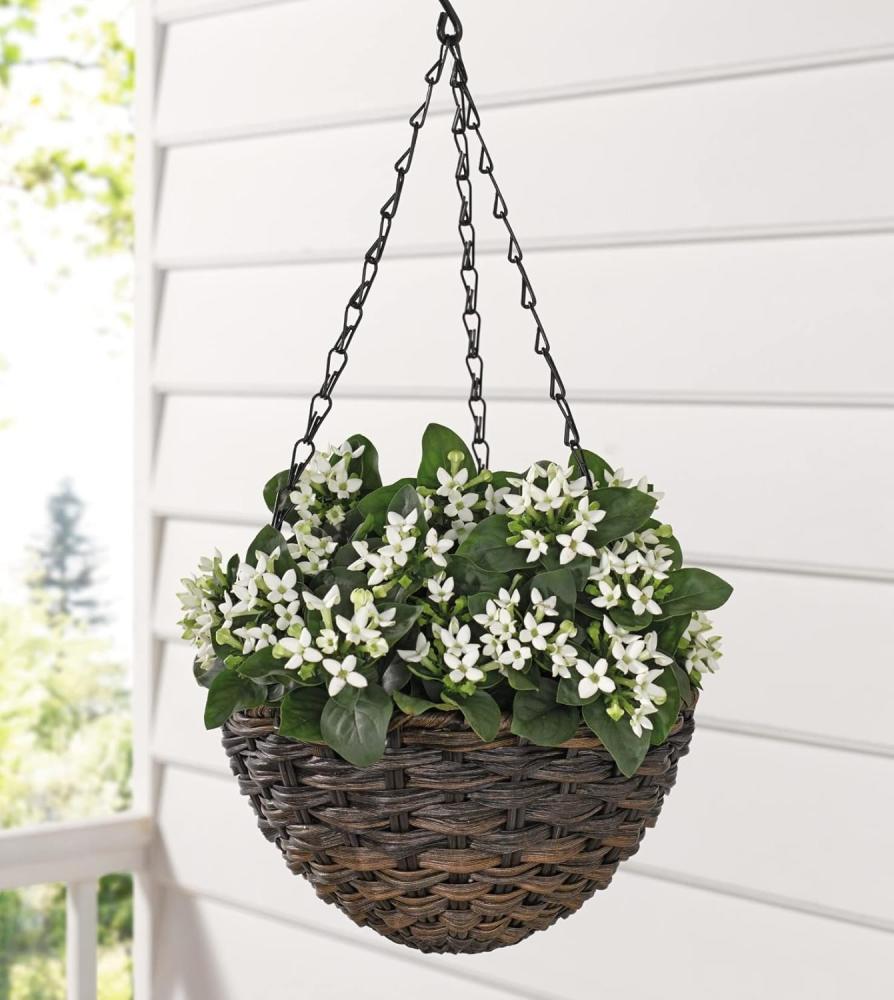 Pflanzenampel aus Polyrattan, braun, Ø 25 cm, Blumenampel für Drinnen & Draußen, Hängeampel für Balkon & Garten, Hängeblumentopf Bild 1