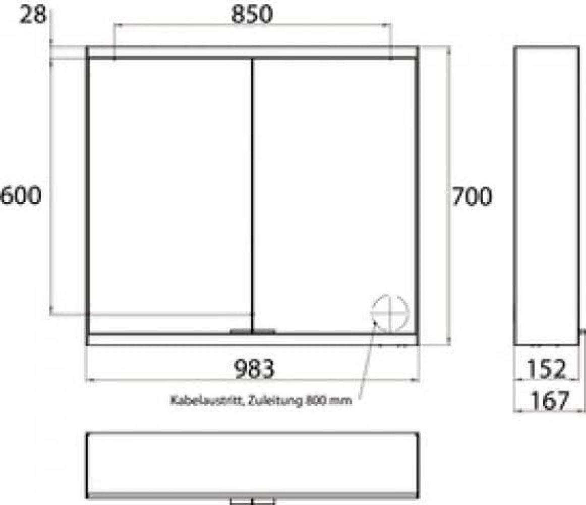 Emco prime 2 Lichtspiegelschrank, 1000 mm, 2 Türen, Aufputzmodell, IP 20, ohne Lichtpaket, Ausführung: Glasrückwand verspiegelt - 949705045 Bild 1