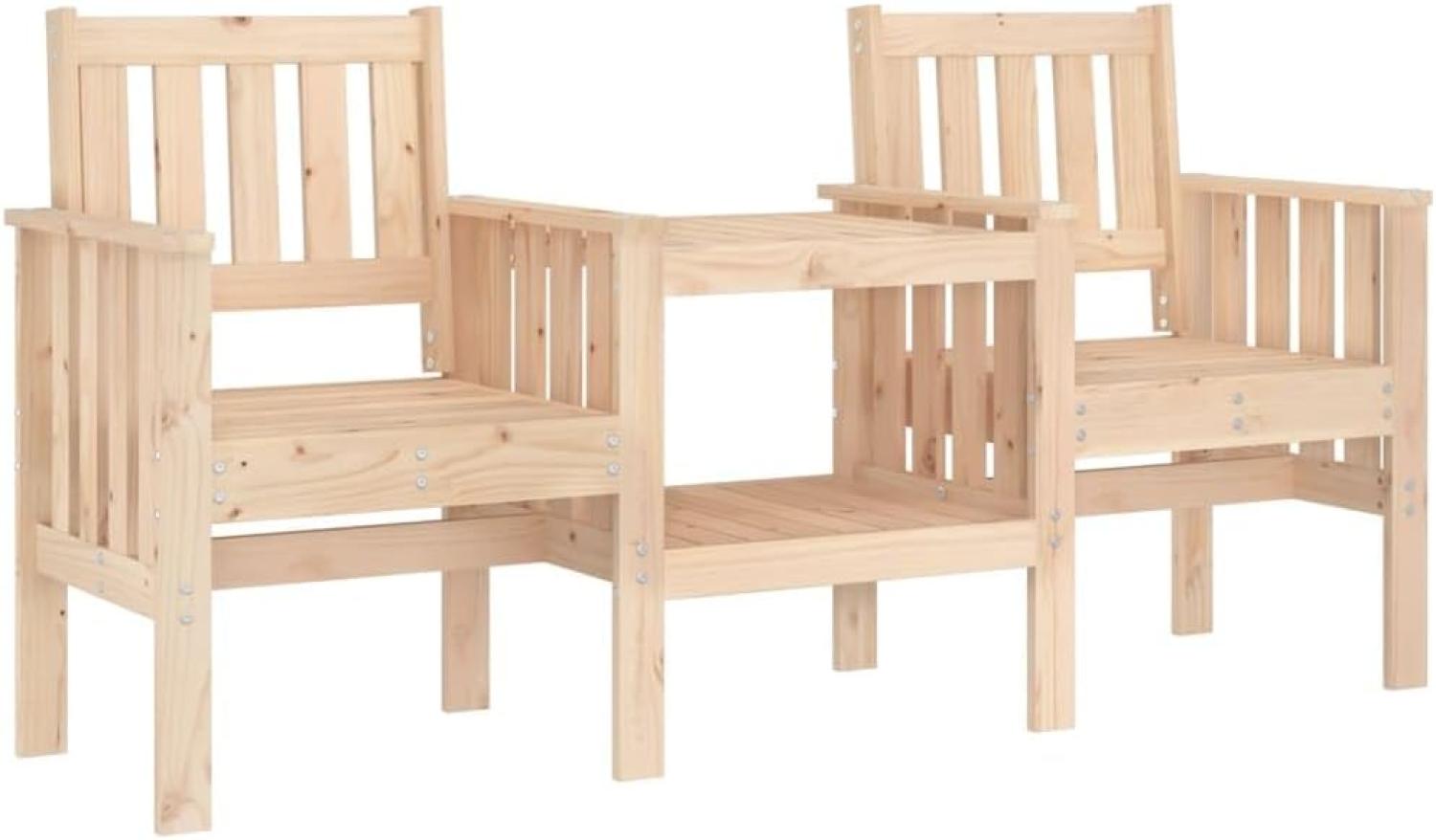 vidaXL Gartenbank mit Tisch 2-Sitzer Massivholz Kiefer Bild 1