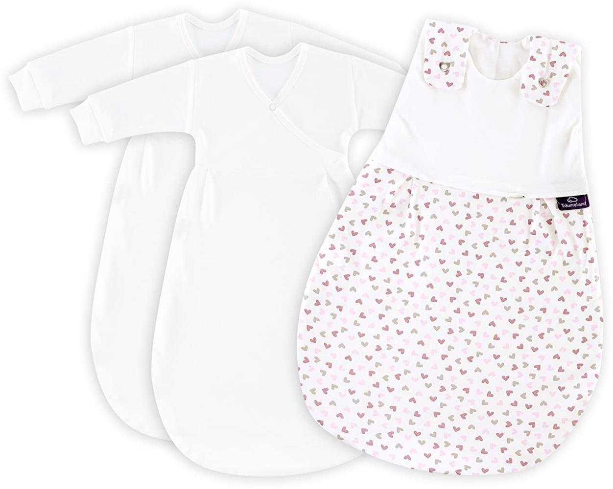 Träumeland Babyschlafsack LIEBMICH 3tlg. Set Herz rosa, Größe 50/56 Bild 1