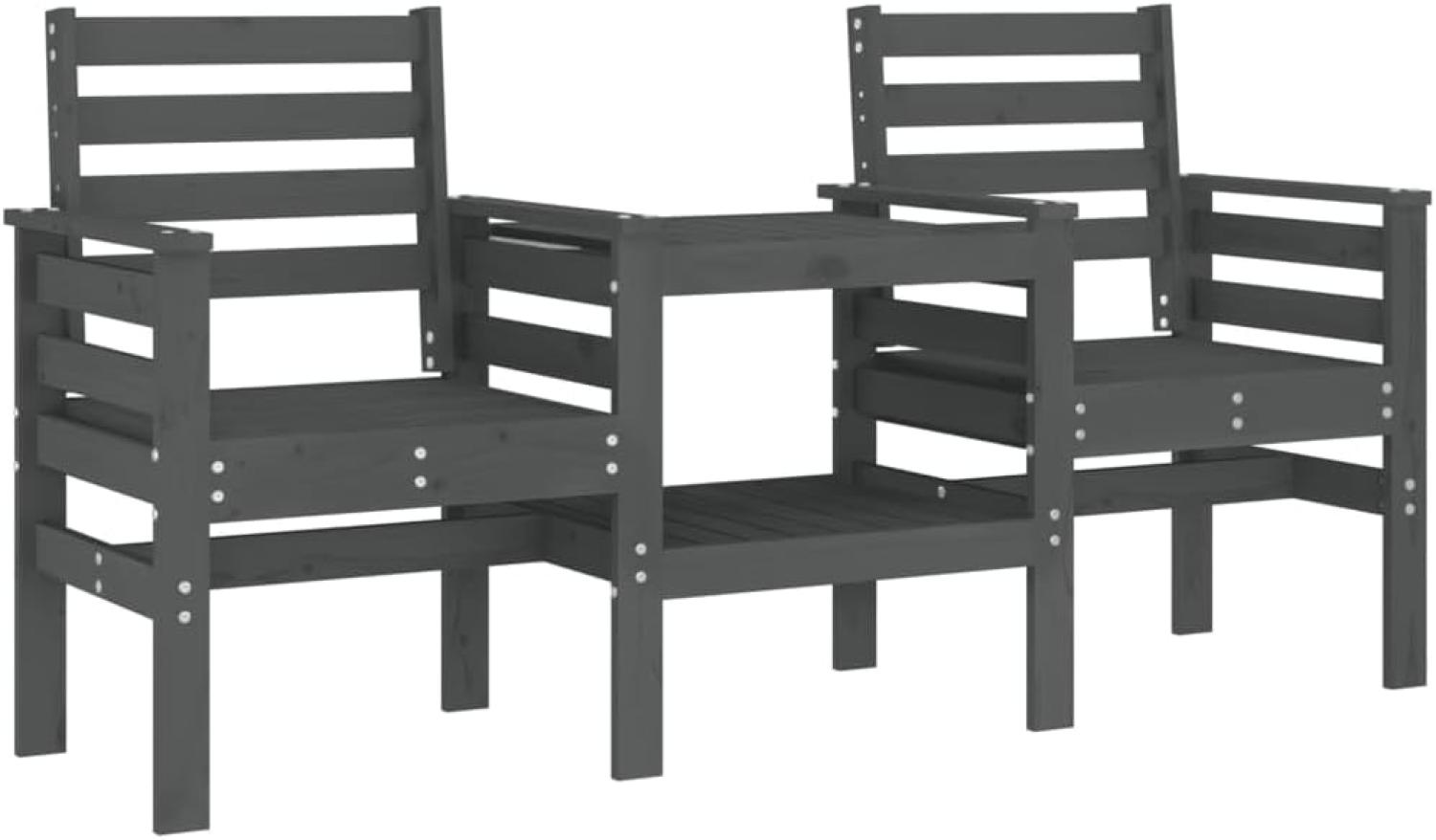 vidaXL Gartenbank mit Tisch 2-Sitzer Grau Massivholz Kiefer Bild 1