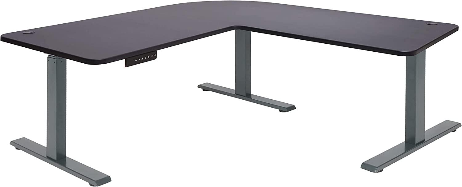 Eck-Schreibtisch HWC-D40, Computertisch, elektrisch höhenverstellbar 178x178cm 84kg ~ schwarz, anthrazit-grau Bild 1