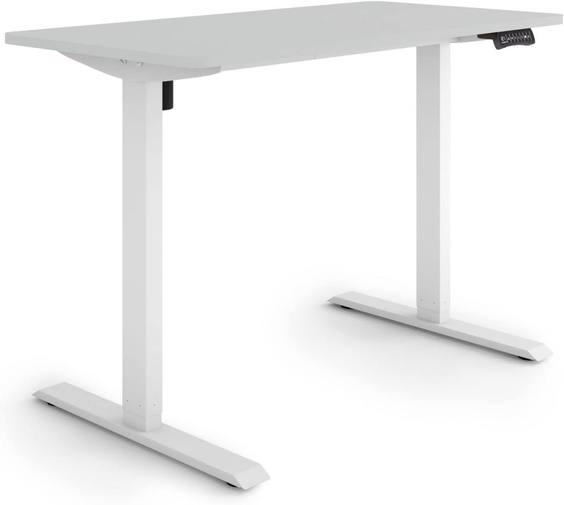 ESMART Germany ETX-121WG 120x60cm Hellgrau Ergonomischer Steh-Sitz-Schreibtisch Stufenlos elektrisch höhenverstellbar 73,5-123,5cm 3X Memory Aktivitätserinnerung Soft-Start/Stopp Schnelle Montage Bild 1