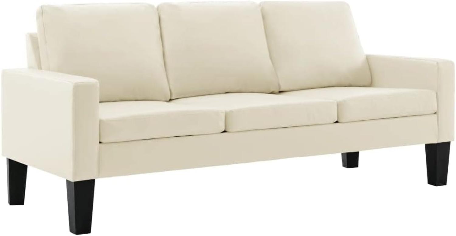 3-Sitzer-Sofa Creme Kunstleder Bild 1