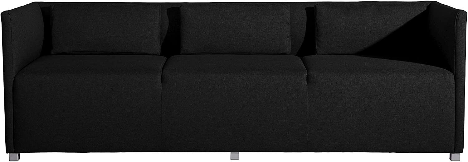 Equal Sofa 3-Sitzer Flachgewebe Schwarz Metallfuß pulverbeschichtet Bild 1
