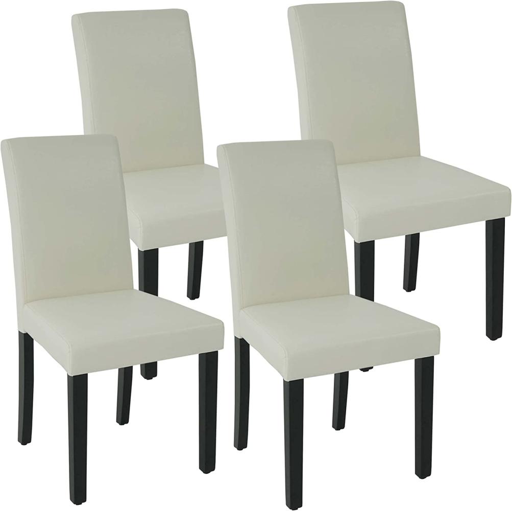4er-Set Esszimmerstuhl HWC-J99, Küchenstuhl Stuhl Polsterstuhl, Holz Kunstleder ~ creme-weiß, schwarze Beine Bild 1