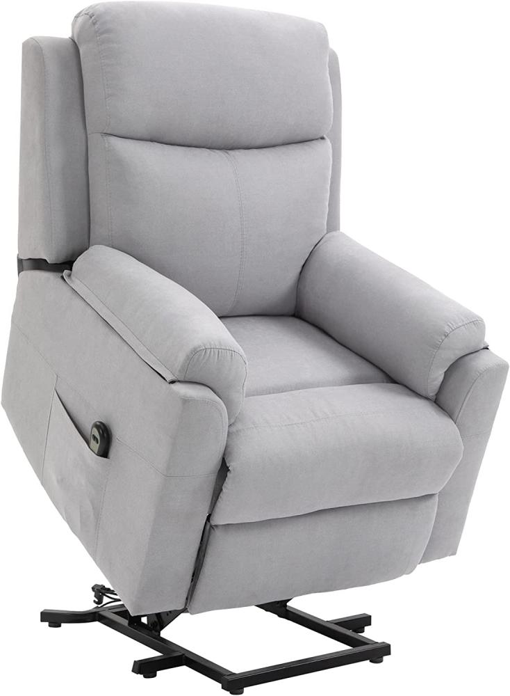 HOMCOM elektrischer Aufstehsessel Sessel mit Aufstehhilfe für Senior Relaxsessel TV Sessel mit schlaffunktion und aufstehhilfe Fernsehsessel Liegefunktion Leinen-Touch Grau 83 x 89 x 102 cm Bild 1