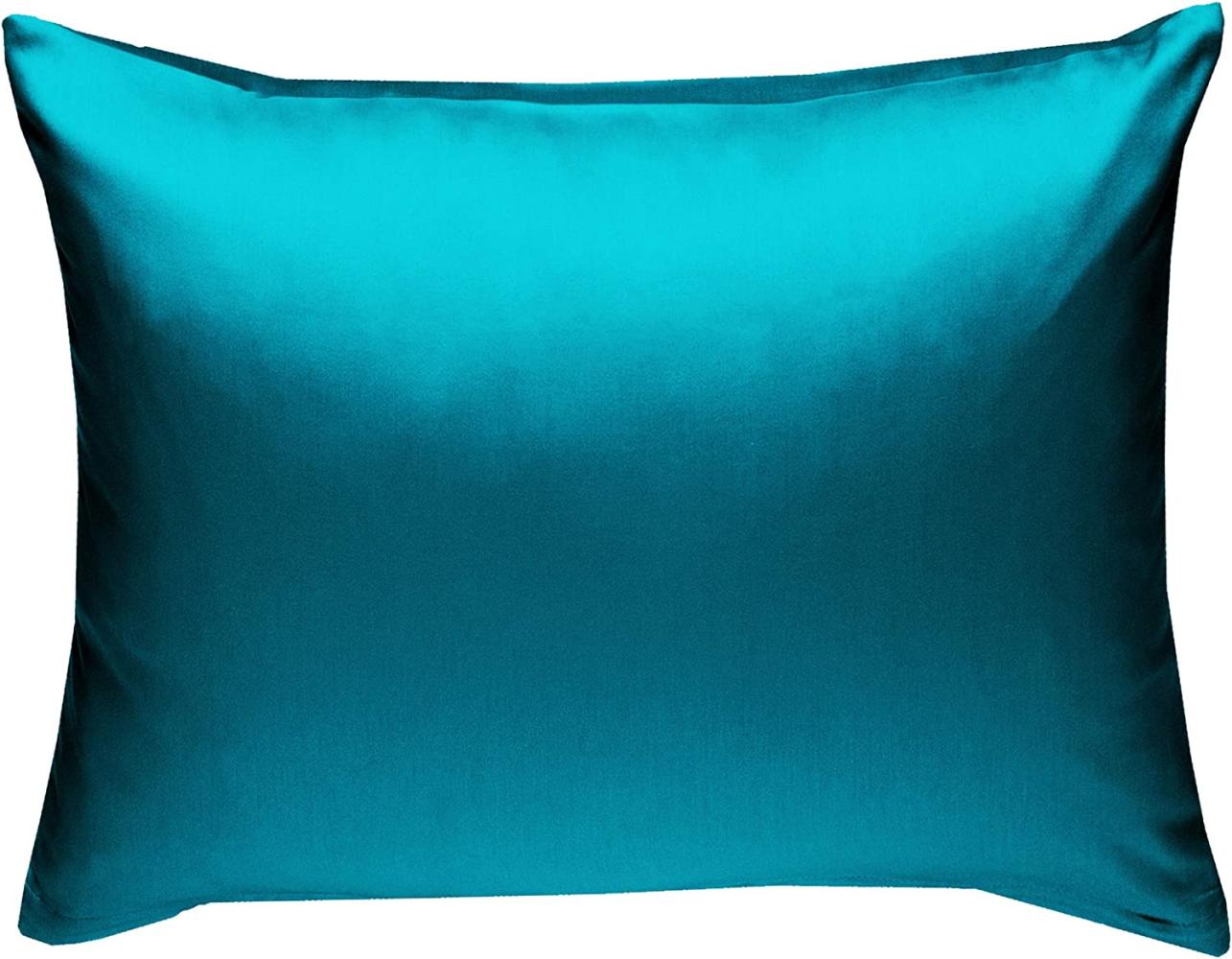 Bettwaesche-mit-Stil Mako-Satin / Baumwollsatin Bettwäsche uni / einfarbig petrol blau Kissenbezug 70x90 cm Bild 1
