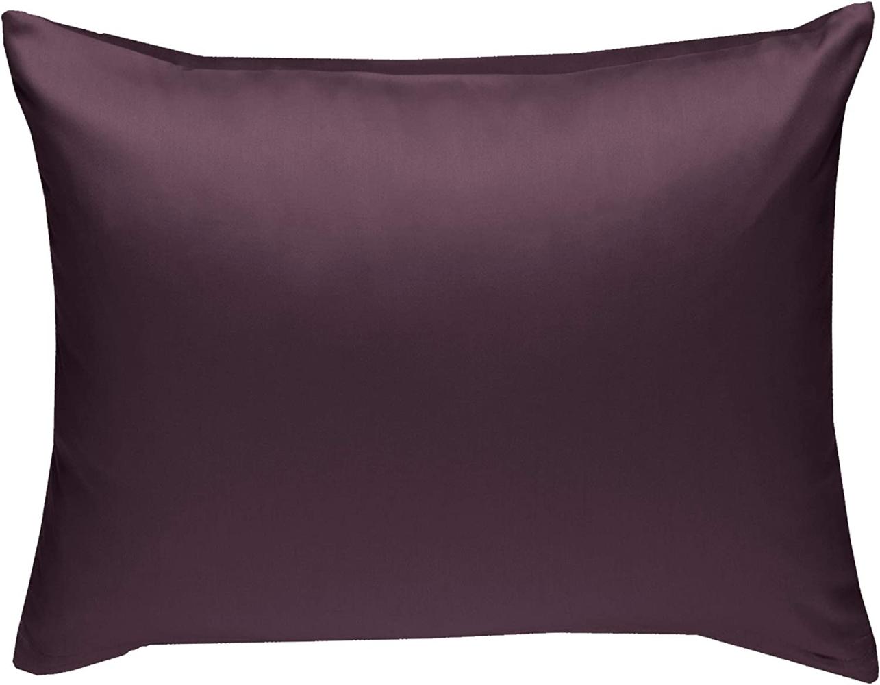 Bettwaesche-mit-Stil Mako-Satin / Baumwollsatin Bettwäsche uni / einfarbig brombeer Kissenbezug 70x90 cm Bild 1