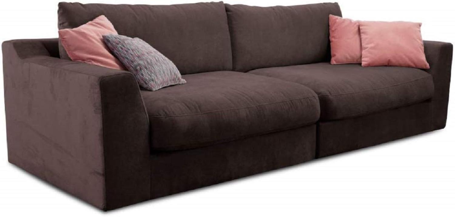 Cavadore Big Sofa Fiona / Große Couch inkl. Rückenkissen im modernen Design / 274x90x112 / Webstoff dunkelbraun Bild 1