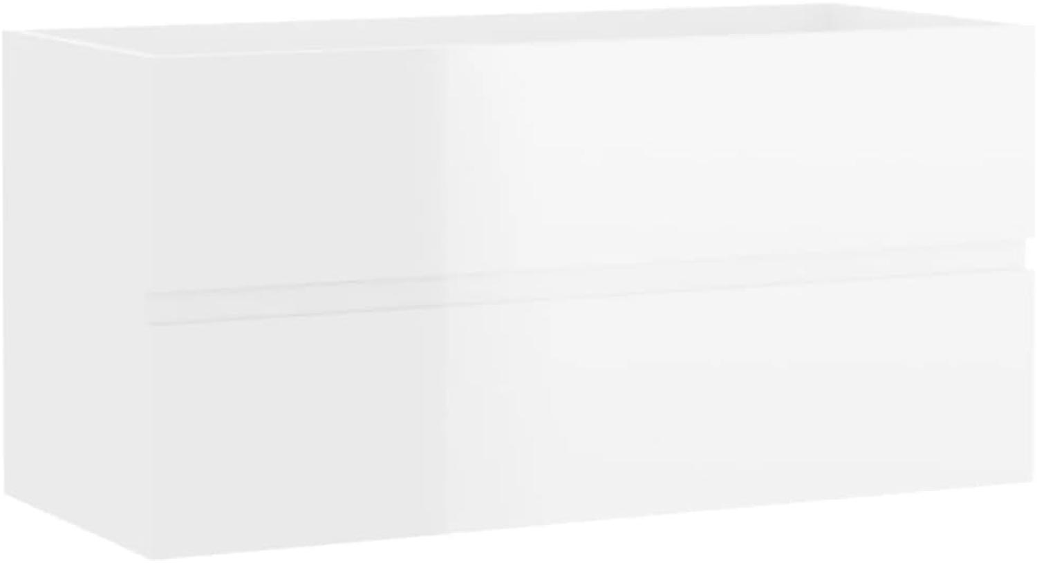 vidaXL Waschbeckenunterschrank Hochglanz-Weiß 90x38,5x45 cm Spanplatte Bild 1