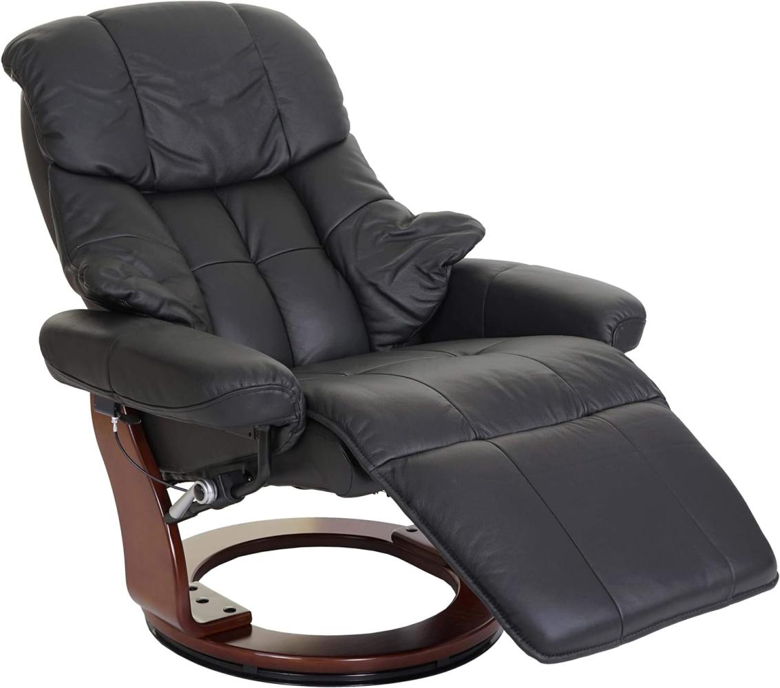 MCA Relaxsessel Calgary 2, Fernsehsessel Sessel, Echtleder 150kg belastbar ~ schwarz, Walnuss-Optik Bild 1