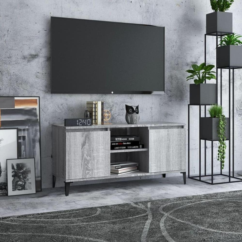 TV-Schrank mit Metallbeinen Grau Sonoma 103,5x35x50 cm Bild 1