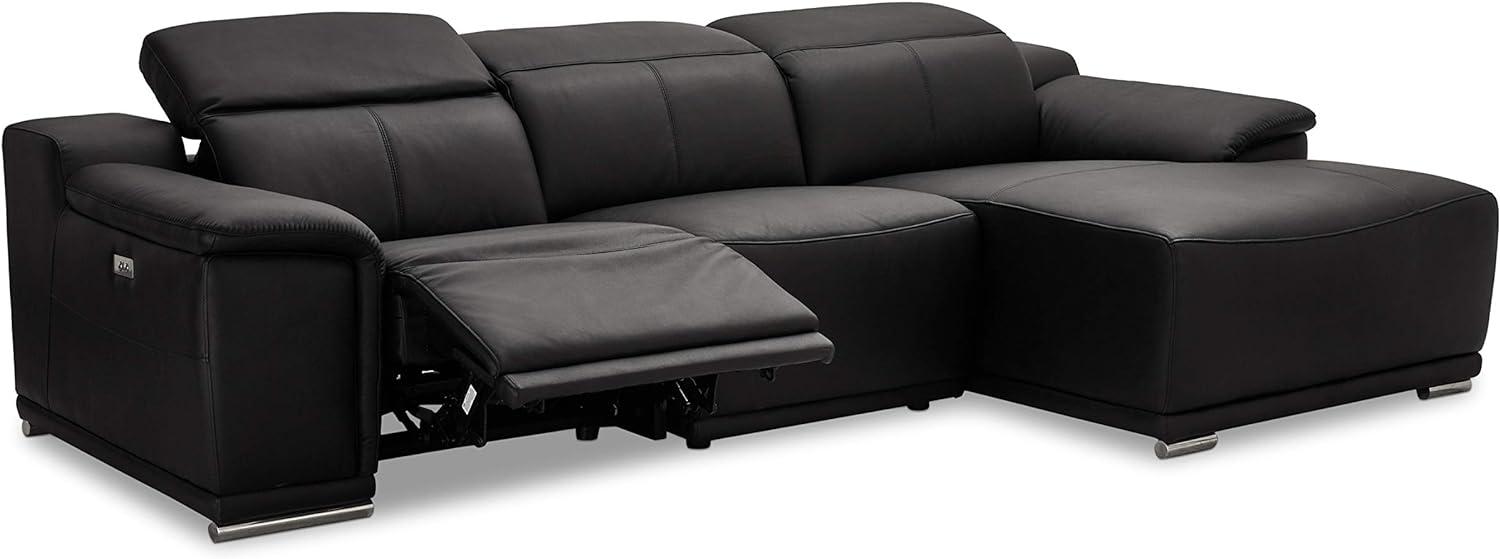 Ibbe Design Modul Sofa L Form Ecksofa Schwarz Leder Heimkino Couch Rechts Chaiselongue Alexa mit Elektrisch Verstellbar Relaxfunktion, 282x160x73 cm Bild 1