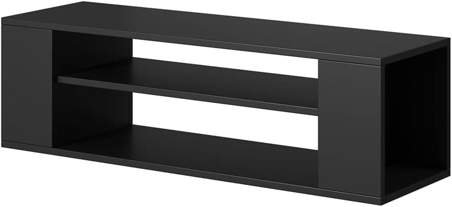 Selsey Weri - TV-Board hängend mit 2 offenen Fächern, minimalistisch, 100 cm breit (Schwarz) Bild 1