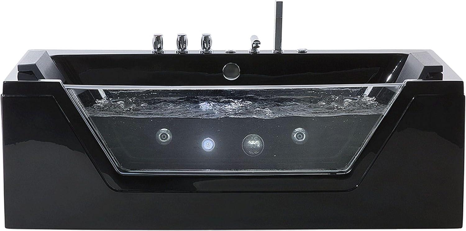 Whirlpool Badewanne schwarz LED Unterwasserbeleuchtung 162 x 76 cm SAMANA Bild 1