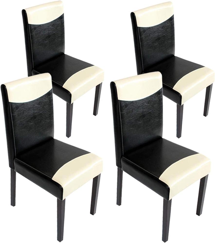 4er-Set Esszimmerstuhl Stuhl Küchenstuhl Littau ~ Kunstleder, schwarz-weiß, dunkle Beine Bild 1