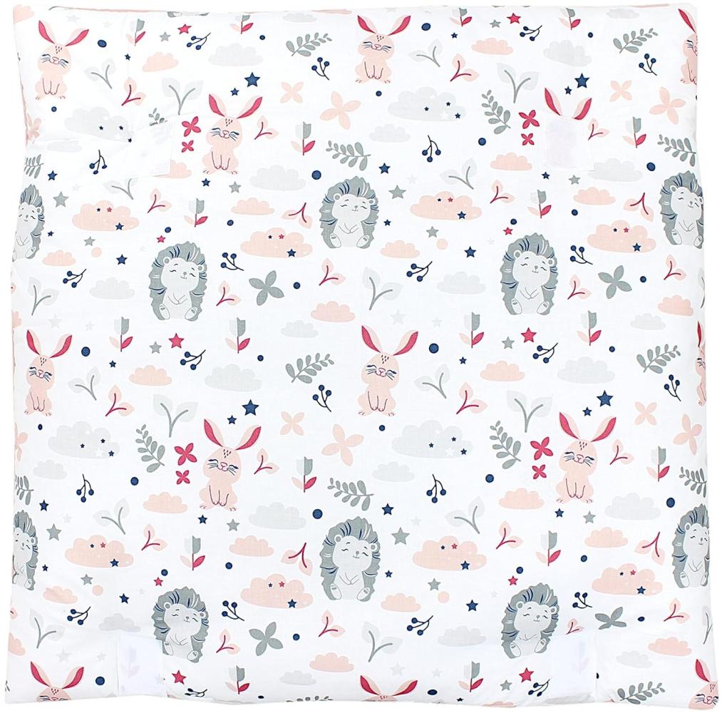 TupTam Baby Wickelauflage inkl. 2 Frotteebezüge ANK019, Farbe: Igel / Hase / Rosa, Größe: 76 x 76 cm Bild 1