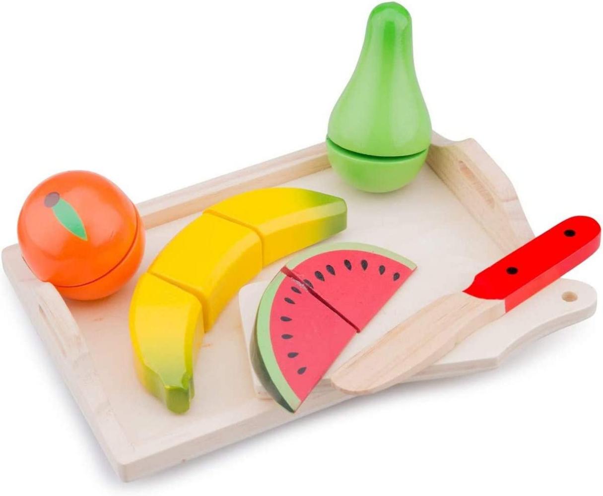 New Classic Toys Schneidset Obst auf Serviertablett Junior 21 cm Holz 7-teilig Bild 1