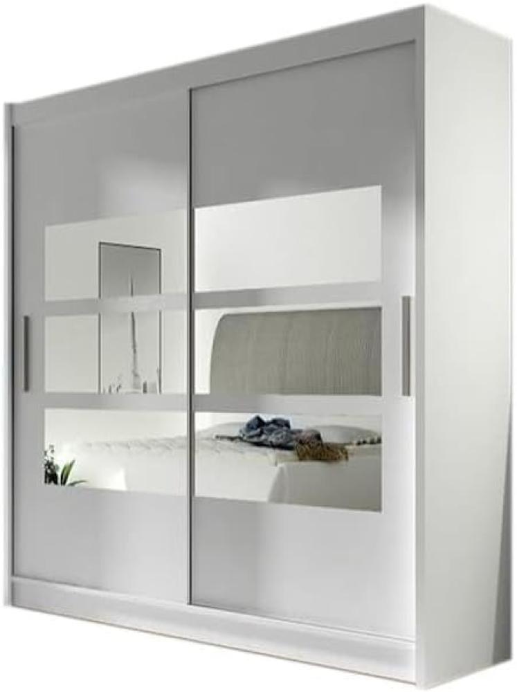 Kleiderschrank mit Schiebetüren CARLA III mit Spiegel, 180x215x57, weiß matt Bild 1