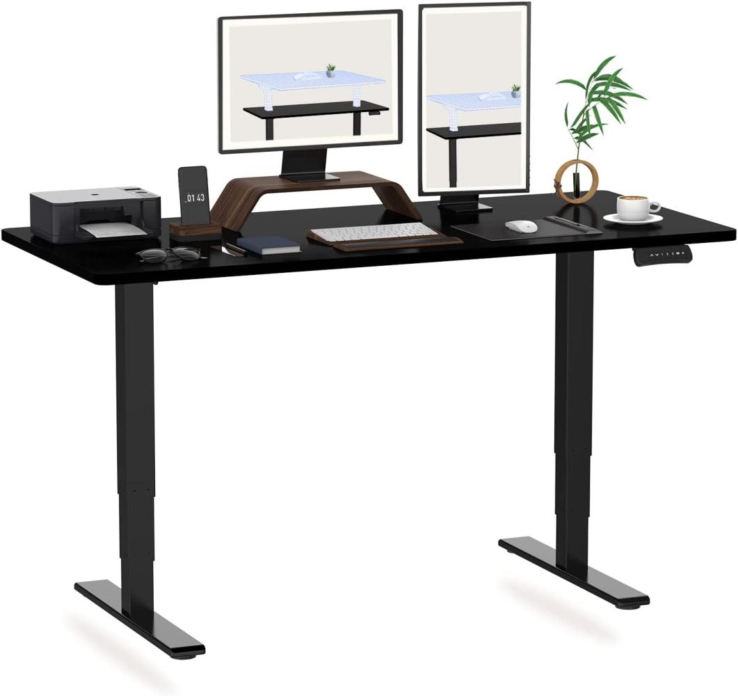 Höhenverstellbarer Schreibtisch 160 x 80 cm - 3-Fach-Teleskop - Schreibtisch mit Memory-Steuerung und Softstart/-Stop - Schreibtisch Höhenverstellbar von Flexispot (Schwarz, Gestell Schwarz) Bild 1