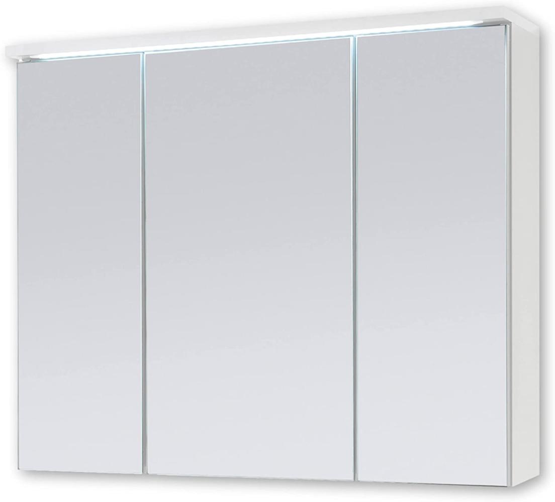 Stella Trading TWO Spiegelschrank Bad mit LED-Beleuchtung in Weiß - Badezimmerspiegel Schrank mit viel Stauraum - 80 x 68 x 22,5 cm (B/H/T) Bild 1